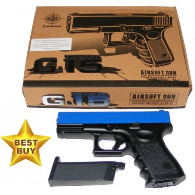 Galaxy G15 Spring Powered Blue Metal BB Gun Pistol (Glock Replica) Galaxy G15 Spring Powered Blue Metal BB Gun Pistol (Glock Replica)