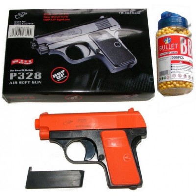 Double Eagle P328 Spring Powered Orange Plastic BB Gun Pistol & 2000 BB Pellets Double Eagle P328 Spring Powered Orange Plastic BB Gun Pistol & 2000 BB Pellets