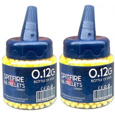2 Tubs of 1000 Spitfire Seamless Yellow 0.12g Plastic 6mm BB Gun Pellets - 2000 Pellets